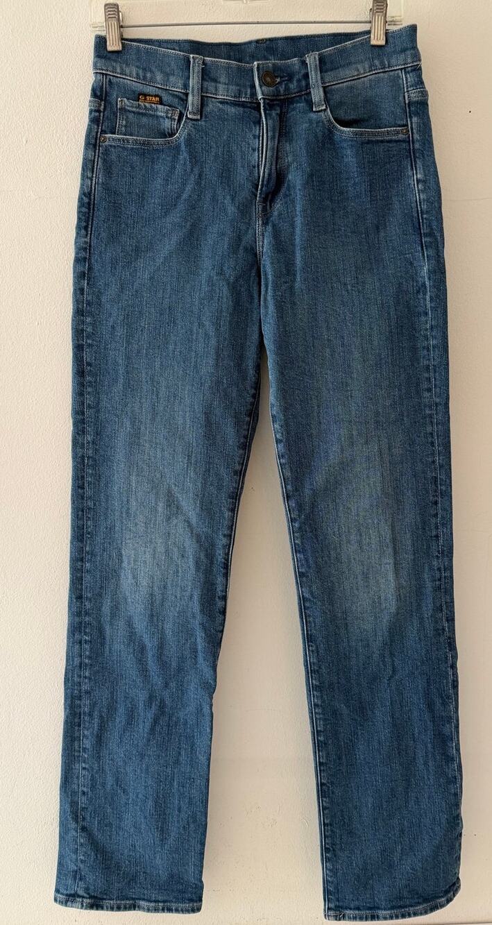 G Star RAW Straight Strace Blue Jeans Denim Size W27/L32 NWOT Zip UP